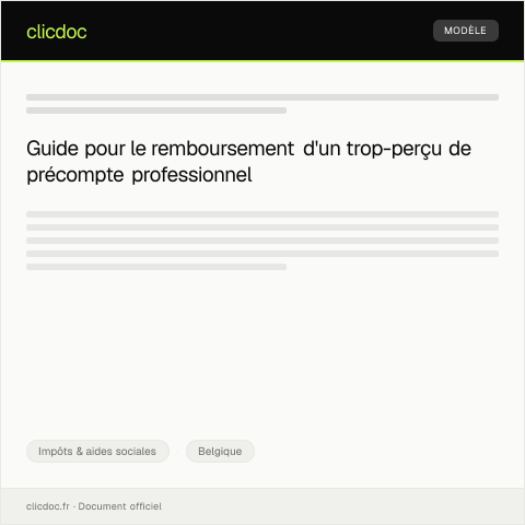 Aperçu du document Demande de remboursement d'une trop-perçue de précompte professionnel — Impôts & aides sociales, Belgique