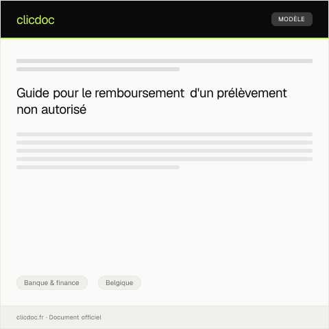 Aperçu du document Demande de remboursement d’un prélèvement non autorisé — Banque & finance, Belgique