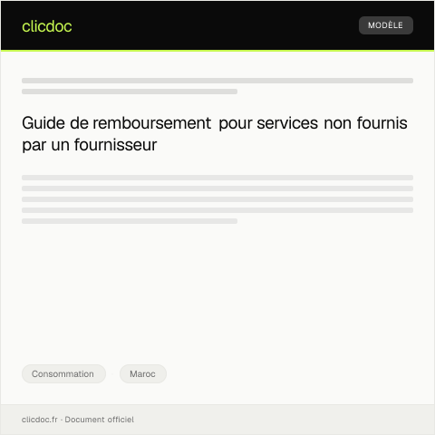 Aperçu du document Demande de remboursement pour une prestation non fournie par un fournisseur — Consommation, Maroc