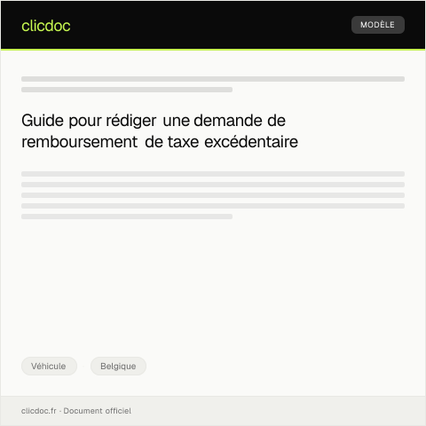 Aperçu du document Demande de remboursement d’une taxe excédentaire sur un véhicule — Véhicule, Belgique