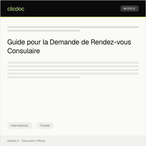 Aperçu du document Demande de rendez-vous consulaire pour documents officiels — International, Tunisie