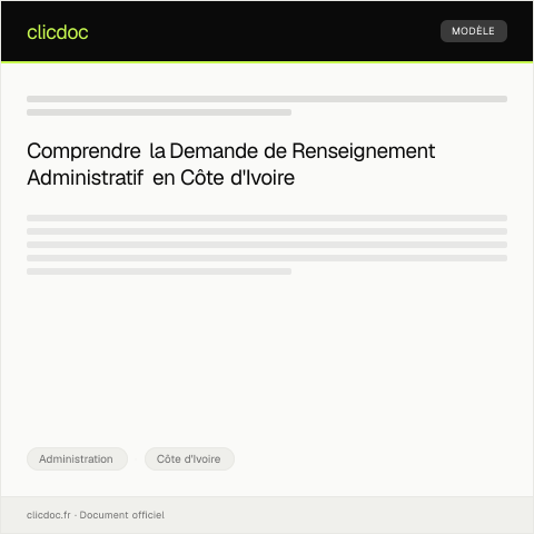 Aperçu du document Demande de renseignement administratif — Administration, Côte d'Ivoire