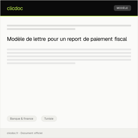Aperçu du document Lettre de demande de report de paiement — Banque & finance, Tunisie