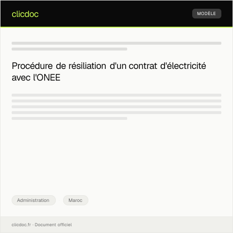 Aperçu du document Demande de résiliation de contrat d'électricité auprès de l'ONEE — Administration, Maroc