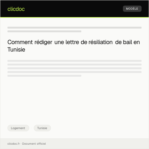 Aperçu du document Demande de résiliation du contrat de bail auprès du propriétaire — Logement, Tunisie