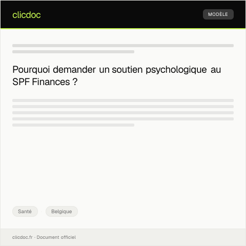 Aperçu du document Demande de soutien psychologique — Santé, Belgique