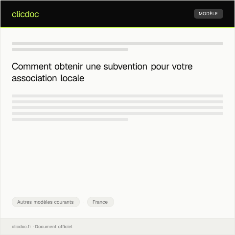 Aperçu du document Demande de subvention pour association locale — Autres modèles courants, France