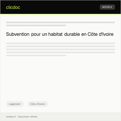 Aperçu du document Demande de subvention pour habitat durable — Logement, Côte d'Ivoire