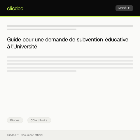 Aperçu du document Demande de subvention pour projet éducatif à l’université d’Abidjan — Études, Côte d'Ivoire