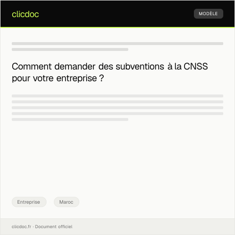 Aperçu du document Demande de subventions ou aides financières en ligne — Entreprise, Maroc