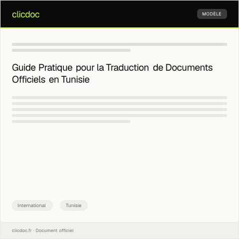 Aperçu du document Demande de traduction officielle de documents tunisiens — International, Tunisie