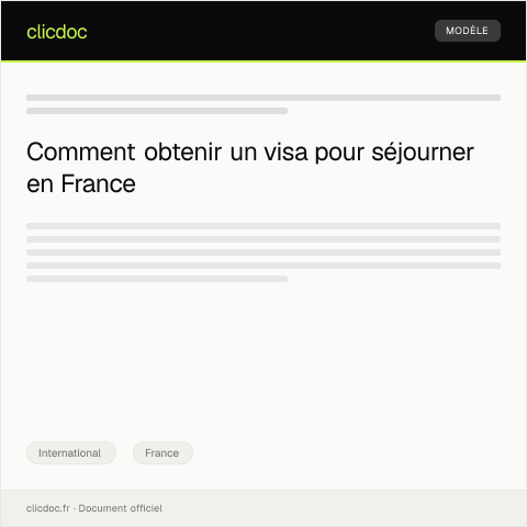 Aperçu du document Demande de visa pour séjour en France — International, France