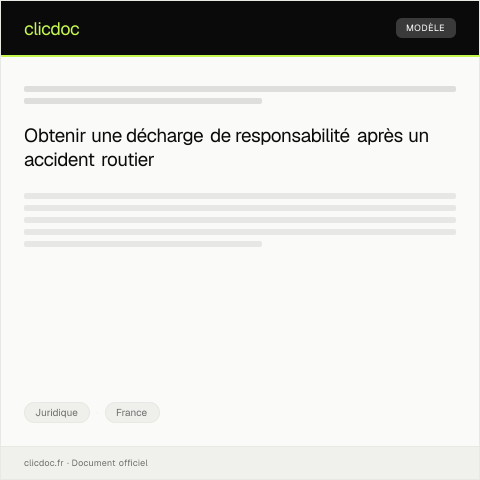 Aperçu du document Demande de décharge de responsabilités dans un accident de la circulation — Juridique, France