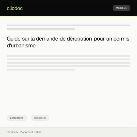 Aperçu du document Demande de dérogation pour un permis d’urbanisme — Logement, Belgique