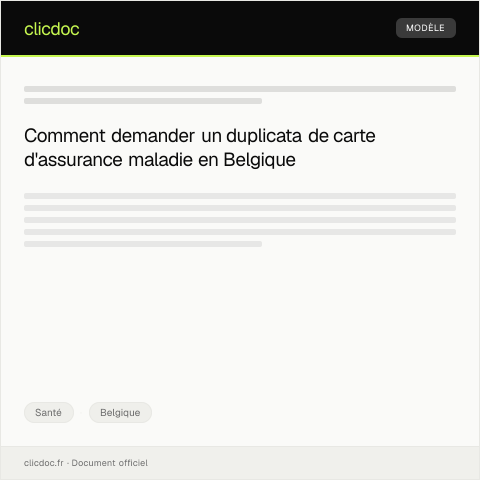 Aperçu du document Demande de duplicata de carte d’assurance maladie auprès de la mutualité — Santé, Belgique