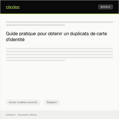 Aperçu du document Demande de duplicata de carte d'identité — Autres modèles courants, Belgique