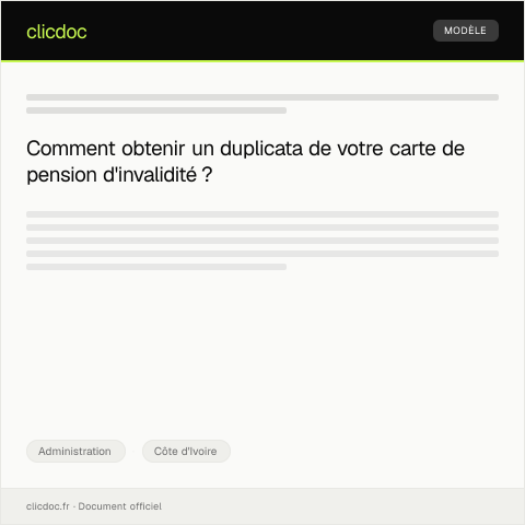 Aperçu du document Demande de duplicata de la carte de pension d'invalidité — Administration, Côte d'Ivoire