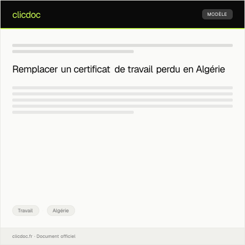 Aperçu du document Demande de duplicata du certificat de travail suite à perte — Travail, Algérie