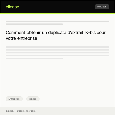 Aperçu du document Demande de duplicata d'extrait K-bis — Entreprise, France