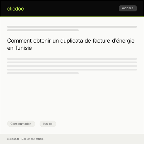 Aperçu du document Demande de duplicata de facture d’énergie — Consommation, Tunisie