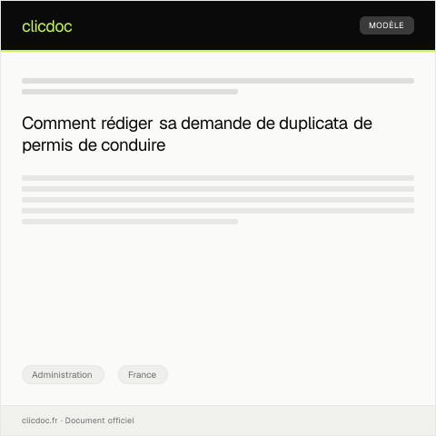 Aperçu du document Lettre de demande de duplicata de permis de conduire — Administration, France
