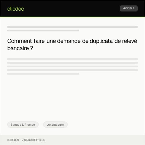 Aperçu du document Demande de duplicata de relevé bancaire — Banque & finance, Luxembourg