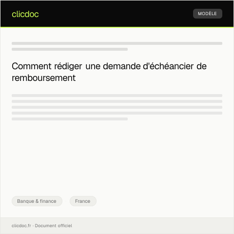 Aperçu du document Lettre de demande d’échéancier de remboursement — Banque & finance, France