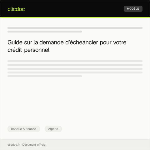 Aperçu du document Demande d’échéancier pour le remboursement d’un crédit personnel — Banque & finance, Algérie