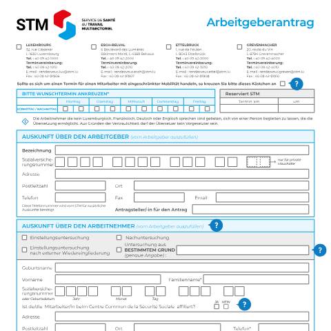 Aperçu du document de Arbeitgeberantrag - STM — Sante securite, Luxembourg (CERFA n°demande-patronale)
