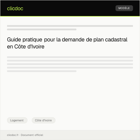 Aperçu du document Demande d'établissement de plan cadastral — Logement, Côte d'Ivoire