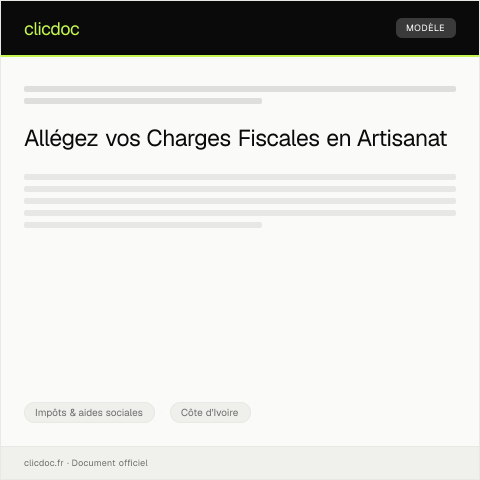 Aperçu du document Demande d'Exonération d'Impôt pour Activités Artisanales — Impôts & aides sociales, Côte d'Ivoire