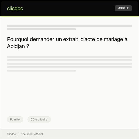 Aperçu du document Demande d'extrait d'acte de mariage à la Mairie d'Abidjan — Famille, Côte d'Ivoire
