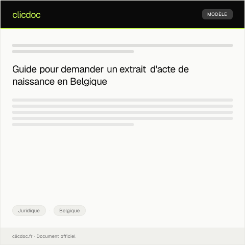 Aperçu du document Demande d'extrait d'acte de naissance — Juridique, Belgique