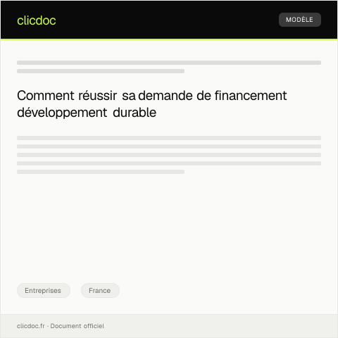 Aperçu du document Demande de financement pour développement durable — Entreprises, France