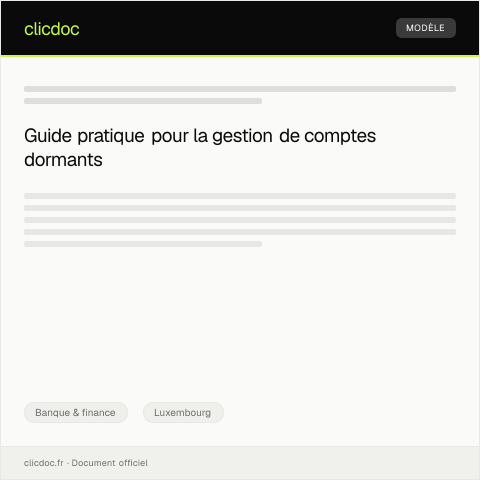 Aperçu du document Demande de gestion de comptes dormants — Banque & finance, Luxembourg