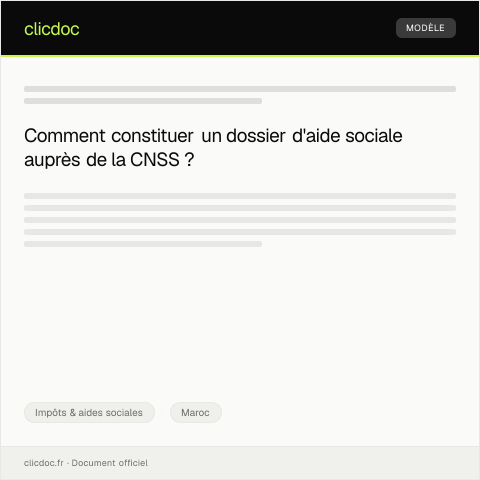Aperçu du document Demande de guidance pour la constitution d’un dossier d’aide sociale — Impôts & aides sociales, Maroc