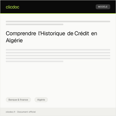 Aperçu du document Demande de consultation de l'historique de crédit — Banque & finance, Algérie