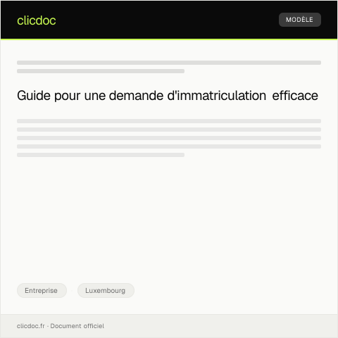 Aperçu du document Demande de formalités d’immatriculation auprès de la Chambre de commerce — Entreprise, Luxembourg