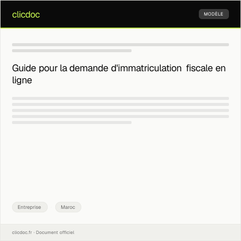 Aperçu du document Demande d'immatriculation fiscale en ligne — Entreprise, Maroc