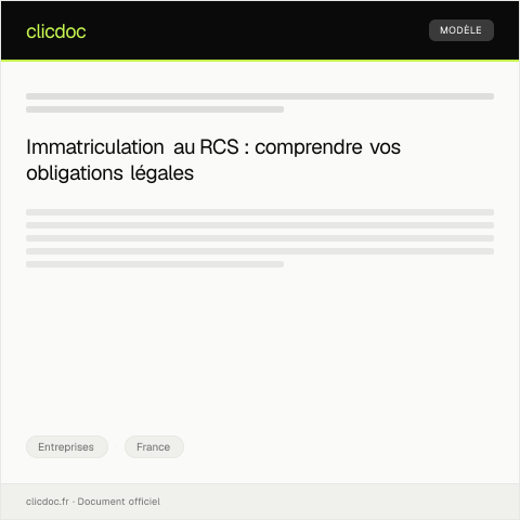 Aperçu du document Demande d’immatriculation au registre du commerce et des sociétés (RCS) — Entreprises, France