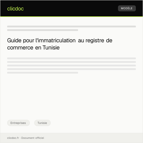 Aperçu du document Demande d'immatriculation au registre de commerce — Entreprises, Tunisie