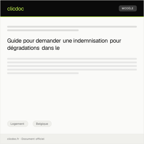 Aperçu du document Demande d’indemnisation pour dégradations dans le logement — Logement, Belgique