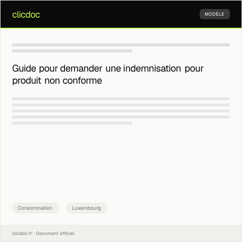 Aperçu du document Demande d’indemnisation pour produit non conforme — Consommation, Luxembourg