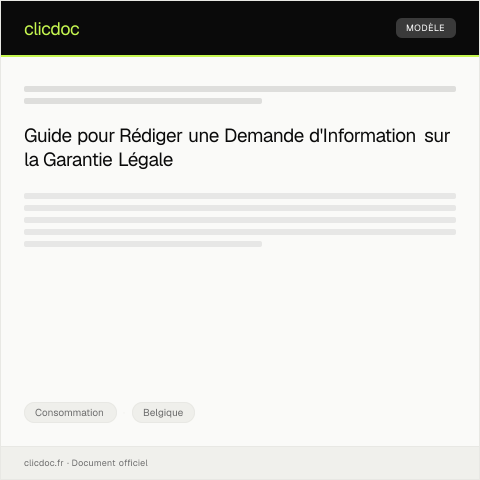 Aperçu du document Demande d’information sur la garantie légale — Consommation, Belgique