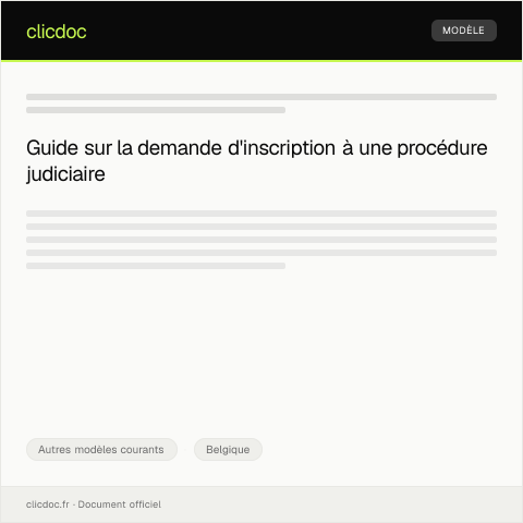 Aperçu du document Demande d'inscription à une procédure judiciaire — Autres modèles courants, Belgique