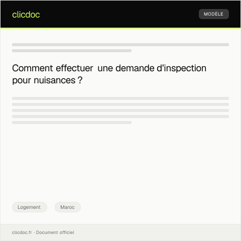 Aperçu du document Demande d’inspection du logement en cas de nuisances — Logement, Maroc