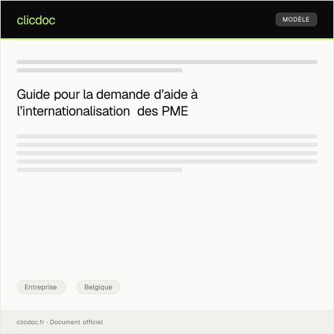 Aperçu du document Demande d’aide pour l’internationalisation des PME — Entreprise, Belgique