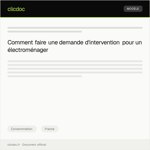 Aperçu du document Demande d’intervention pour panne d’électroménager acheté en magasins — Consommation, France
