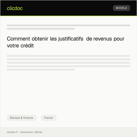Aperçu du document Demande de justificatif de revenus pour un prêt immobilier — Banque & finance, France