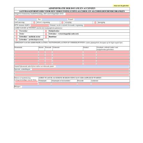 Aperçu du document ACC FORM NL ETHALC 201312 17 03 2017 — Alcohol en alcoholhoudende dranken, Belgique (CERFA n°ACC_FORM_NL_ETHALC_201312-17-03-2017)